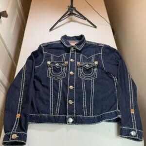 Y2K True Religion Thick Stitch Blue Denim Jacket 🧥Sz XXL